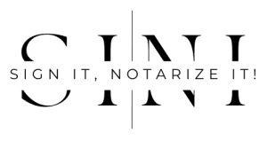 Logo for Sign It Notarize It featuring a modern notary seal and elegant typography